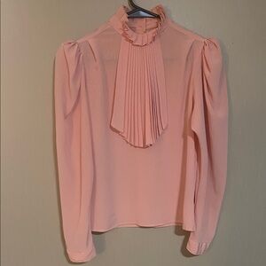 Sam Andre New York Paris vintage preppy accordion puffy high neck pink blouse